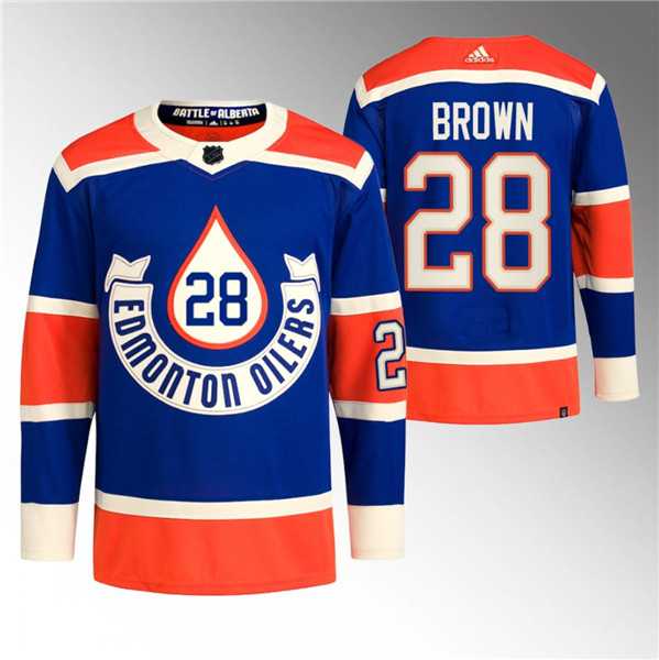 Mens Edmonton Oilers #28 Connor Brown 2023 Royal Heritage Classic Primegreen Stitched Jersey Dzhi->->NHL Jersey